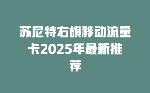 苏尼特右旗移动流量卡2025年最新推荐