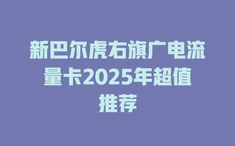新巴尔虎右旗广电流量卡2025年超值推荐