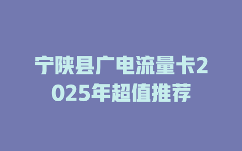 宁陕县广电流量卡2025年超值推荐