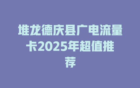 堆龙德庆县广电流量卡2025年超值推荐