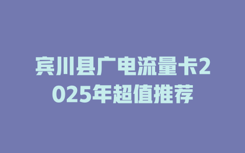 宾川县广电流量卡2025年超值推荐
