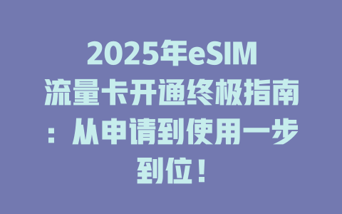 2025年eSIM流量卡开通终极指南：从申请到使用一步到位！