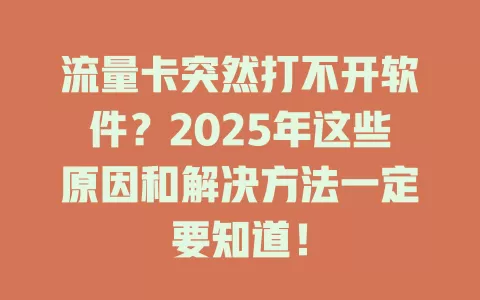 流量卡突然打不开软件？2025年这些原因和解决方法一定要知道！