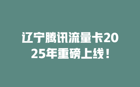 辽宁腾讯流量卡2025年重磅上线！