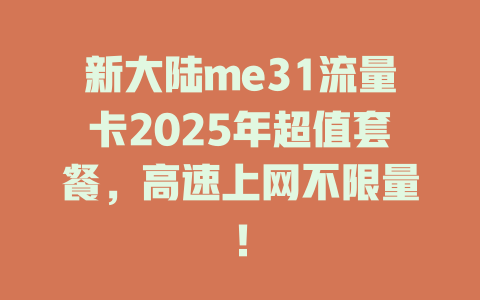 新大陆me31流量卡2025年超值套餐，高速上网不限量！