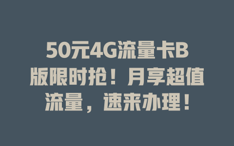 50元4G流量卡B版限时抢！月享超值流量，速来办理！