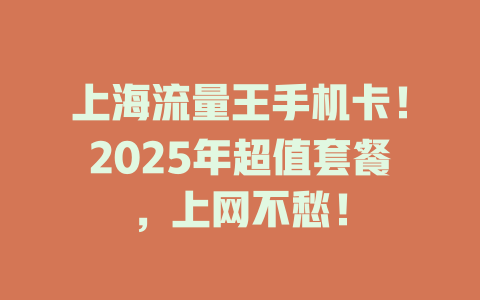 上海流量王手机卡！2025年超值套餐，上网不愁！
