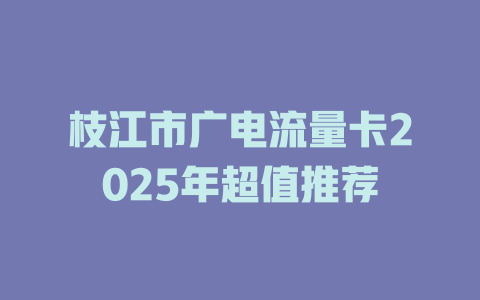 枝江市广电流量卡2025年超值推荐
