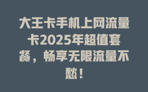 大王卡手机上网流量卡2025年超值套餐，畅享无限流量不愁！