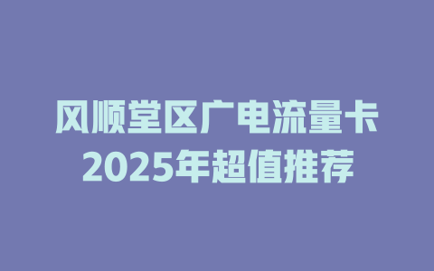 风顺堂区广电流量卡2025年超值推荐