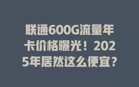 联通600G流量年卡价格曝光！2025年居然这么便宜？