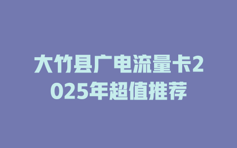 大竹县广电流量卡2025年超值推荐