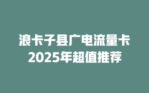 浪卡子县广电流量卡2025年超值推荐
