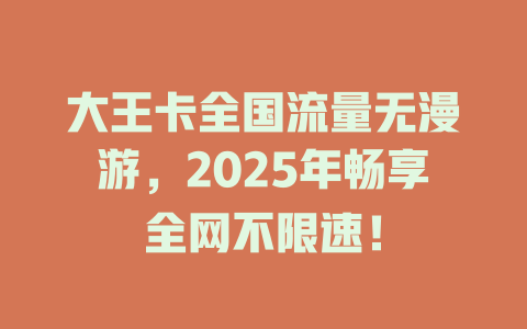 大王卡全国流量无漫游，2025年畅享全网不限速！