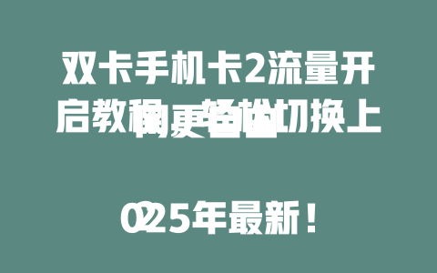 双卡手机卡2流量开启教程，轻松切换上网更自由  

2025年最新！