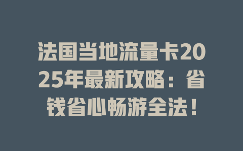 法国当地流量卡2025年最新攻略：省钱省心畅游全法！