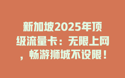 新加坡2025年顶级流量卡：无限上网，畅游狮城不设限！
