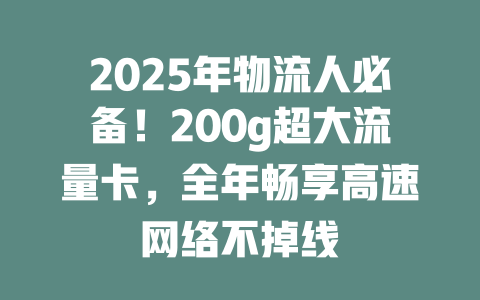 2025年物流人必备！200g超大流量卡，全年畅享高速网络不掉线