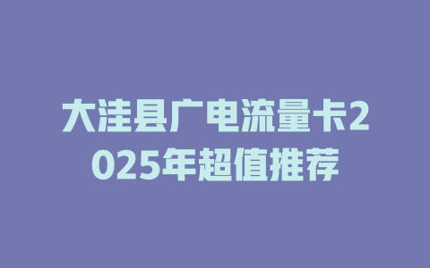 大洼县广电流量卡2025年超值推荐