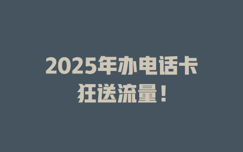 2025年办电话卡狂送流量！