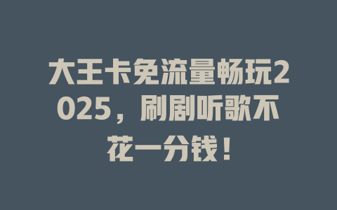 大王卡免流量畅玩2025，刷剧听歌不花一分钱！