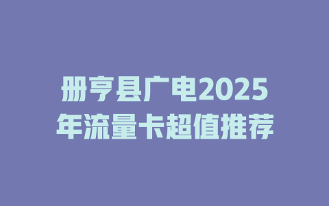 册亨县广电2025年流量卡超值推荐