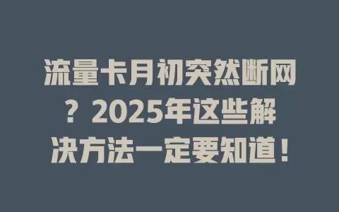流量卡月初突然断网？2025年这些解决方法一定要知道！