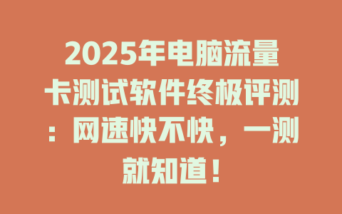 2025年电脑流量卡测试软件终极评测：网速快不快，一测就知道！