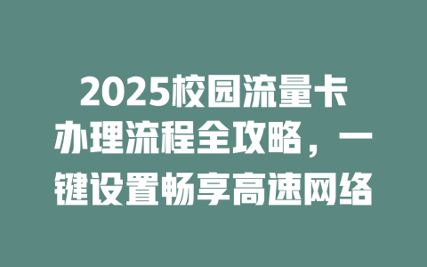 2025校园流量卡办理流程全攻略，一键设置畅享高速网络