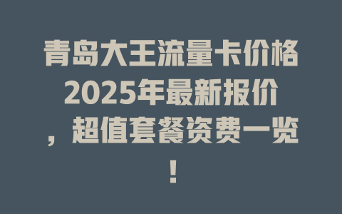 青岛大王流量卡价格2025年最新报价，超值套餐资费一览！