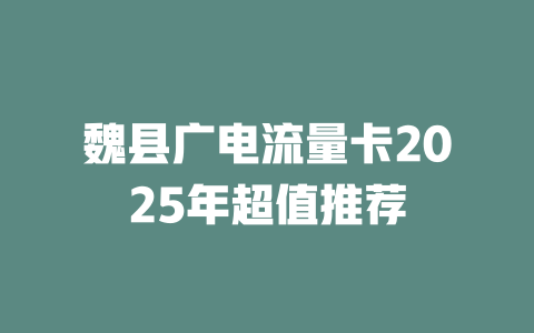 魏县广电流量卡2025年超值推荐