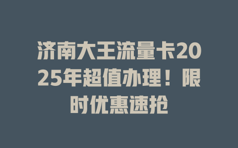 济南大王流量卡2025年超值办理！限时优惠速抢