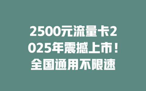 2500元流量卡2025年震撼上市！全国通用不限速