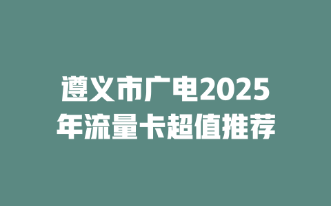 遵义市广电2025年流量卡超值推荐