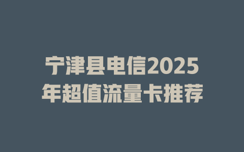 宁津县电信2025年超值流量卡推荐