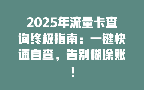 2025年流量卡查询终极指南：一键快速自查，告别糊涂账！