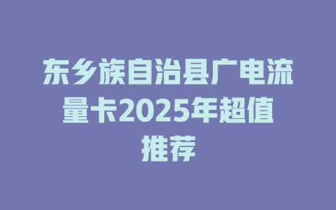 东乡族自治县广电流量卡2025年超值推荐