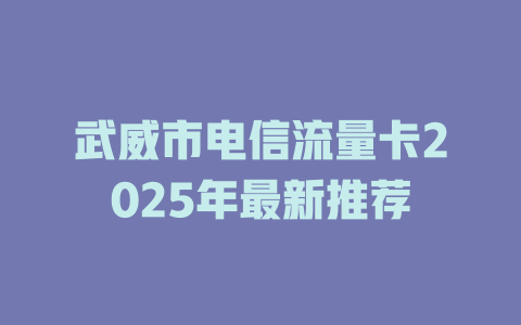 武威市电信流量卡2025年最新推荐