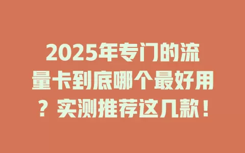 2025年专门的流量卡到底哪个最好用？实测推荐这几款！