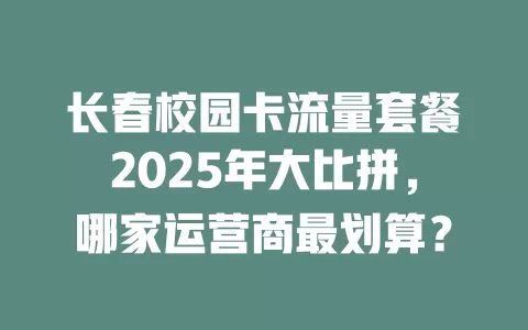 长春校园卡流量套餐2025年大比拼，哪家运营商最划算？