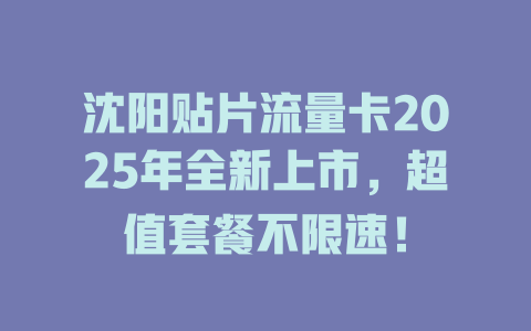 沈阳贴片流量卡2025年全新上市，超值套餐不限速！