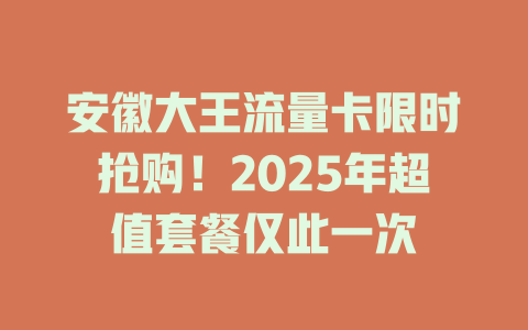安徽大王流量卡限时抢购！2025年超值套餐仅此一次