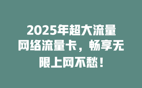 2025年超大流量网络流量卡，畅享无限上网不愁！