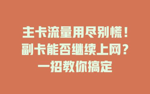 主卡流量用尽别慌！副卡能否继续上网？一招教你搞定