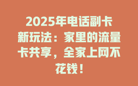 2025年电话副卡新玩法：家里的流量卡共享，全家上网不花钱！