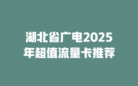 湖北省广电2025年超值流量卡推荐