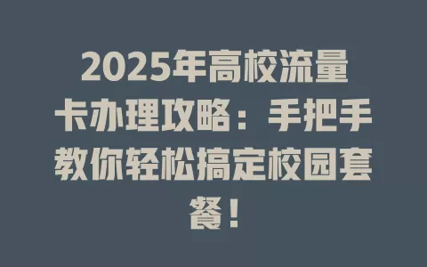 2025年高校流量卡办理攻略：手把手教你轻松搞定校园套餐！
