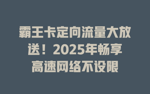 霸王卡定向流量大放送！2025年畅享高速网络不设限