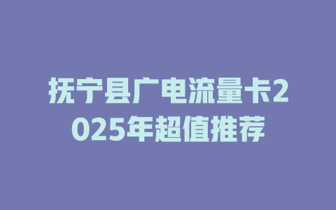 抚宁县广电流量卡2025年超值推荐