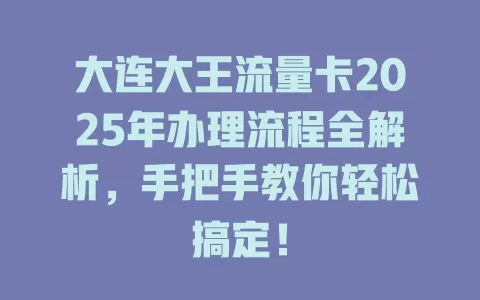 大连大王流量卡2025年办理流程全解析，手把手教你轻松搞定！